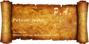 Petres Andor névjegykártya