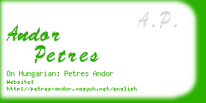 andor petres business card